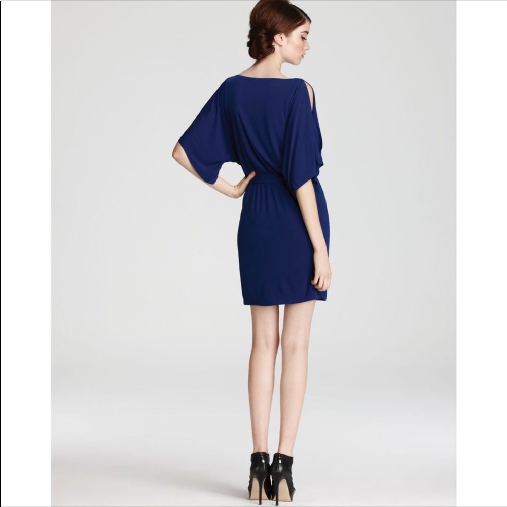 Trina Turk Blue Cold Shoulder Belted Dress